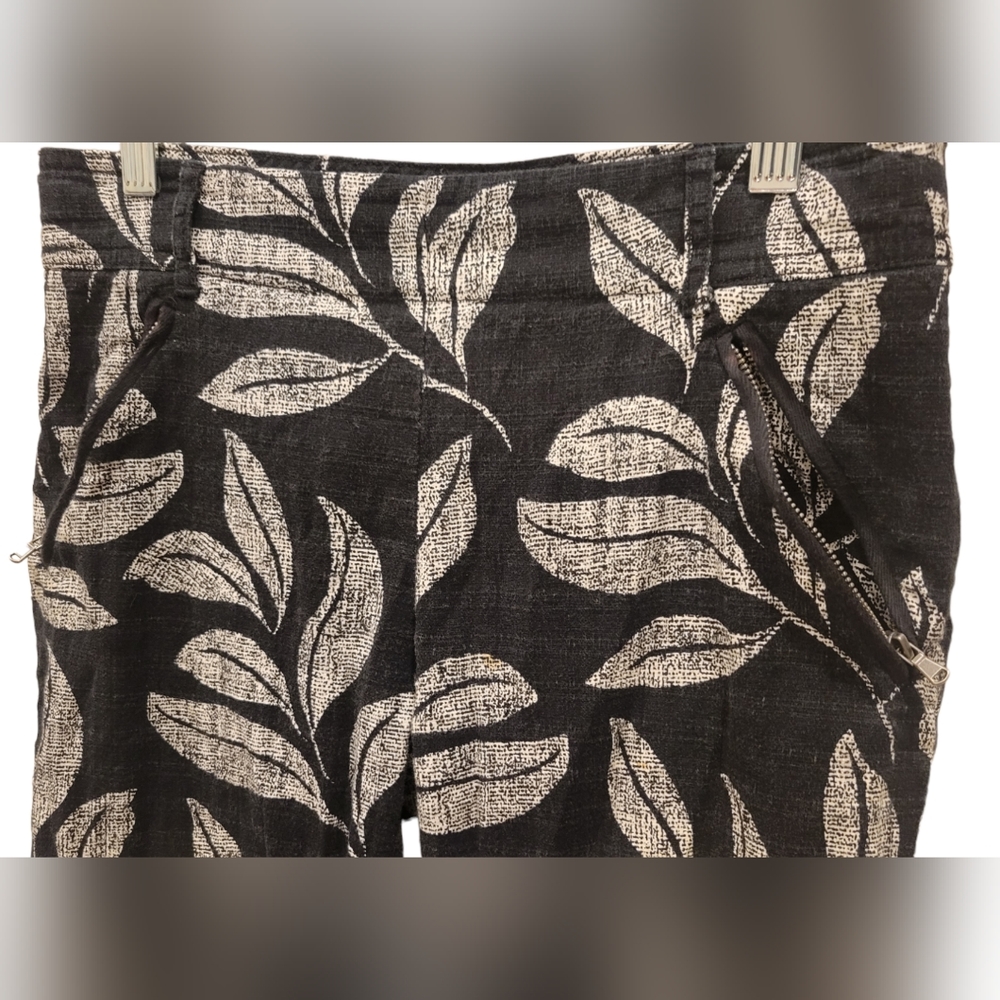 Anthropologie Cartonnier Charlie Trouser Women's Pants Size 2 Blk and White Leaf - Picture 8 of 8